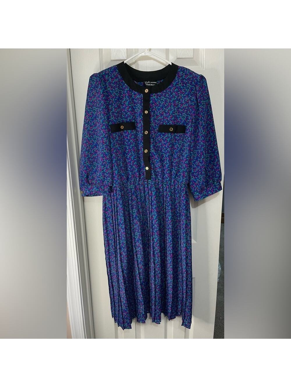 Breli Originals Vintage Granny-core Pleated Made in USA Secretary Dress size 12